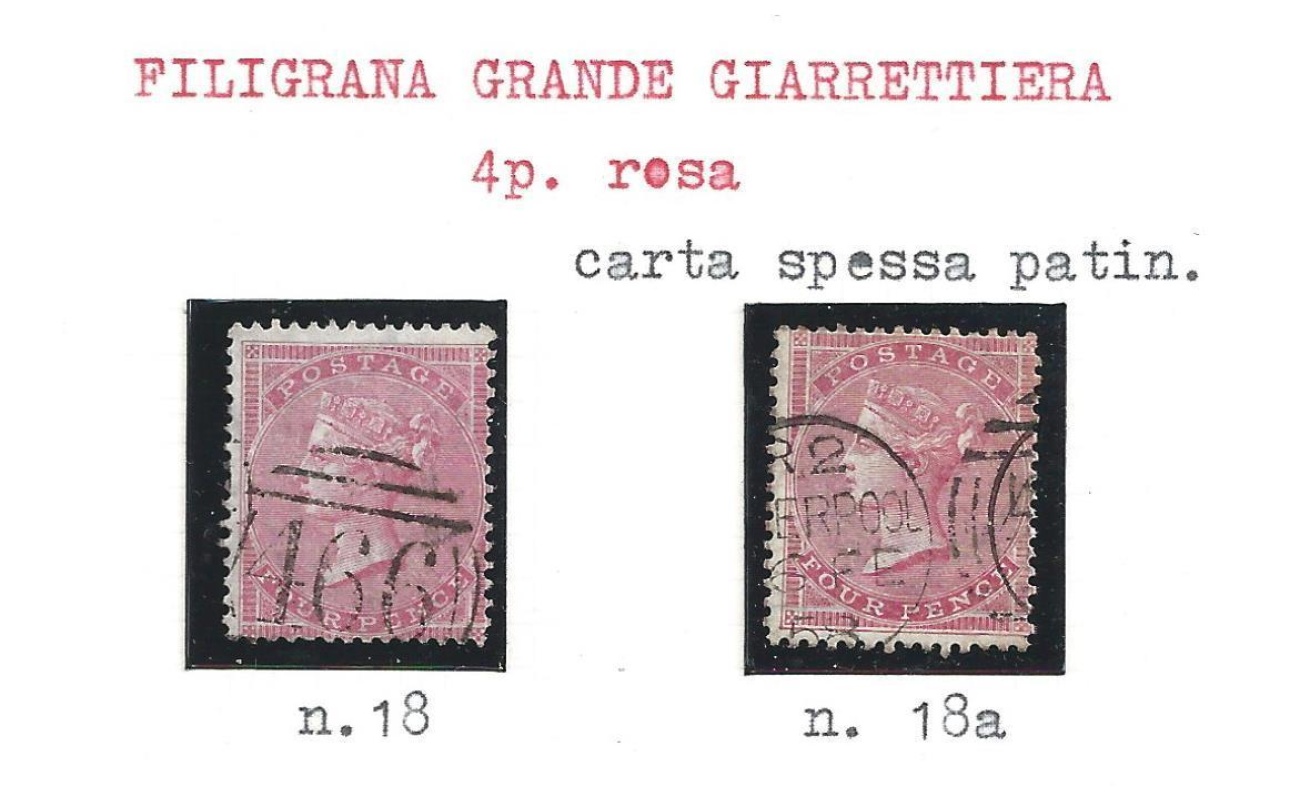1857 GRAN BRETAGNA - n° 18+18a carta spessa USATI