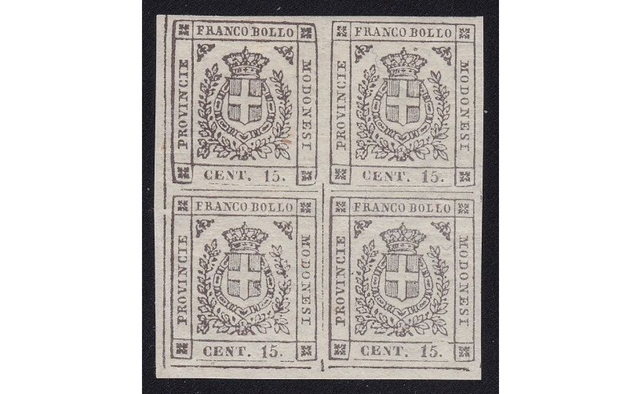 1859 Modena Governo Provvvisorio, n° 14 grigio */** Certificato Bolaffi