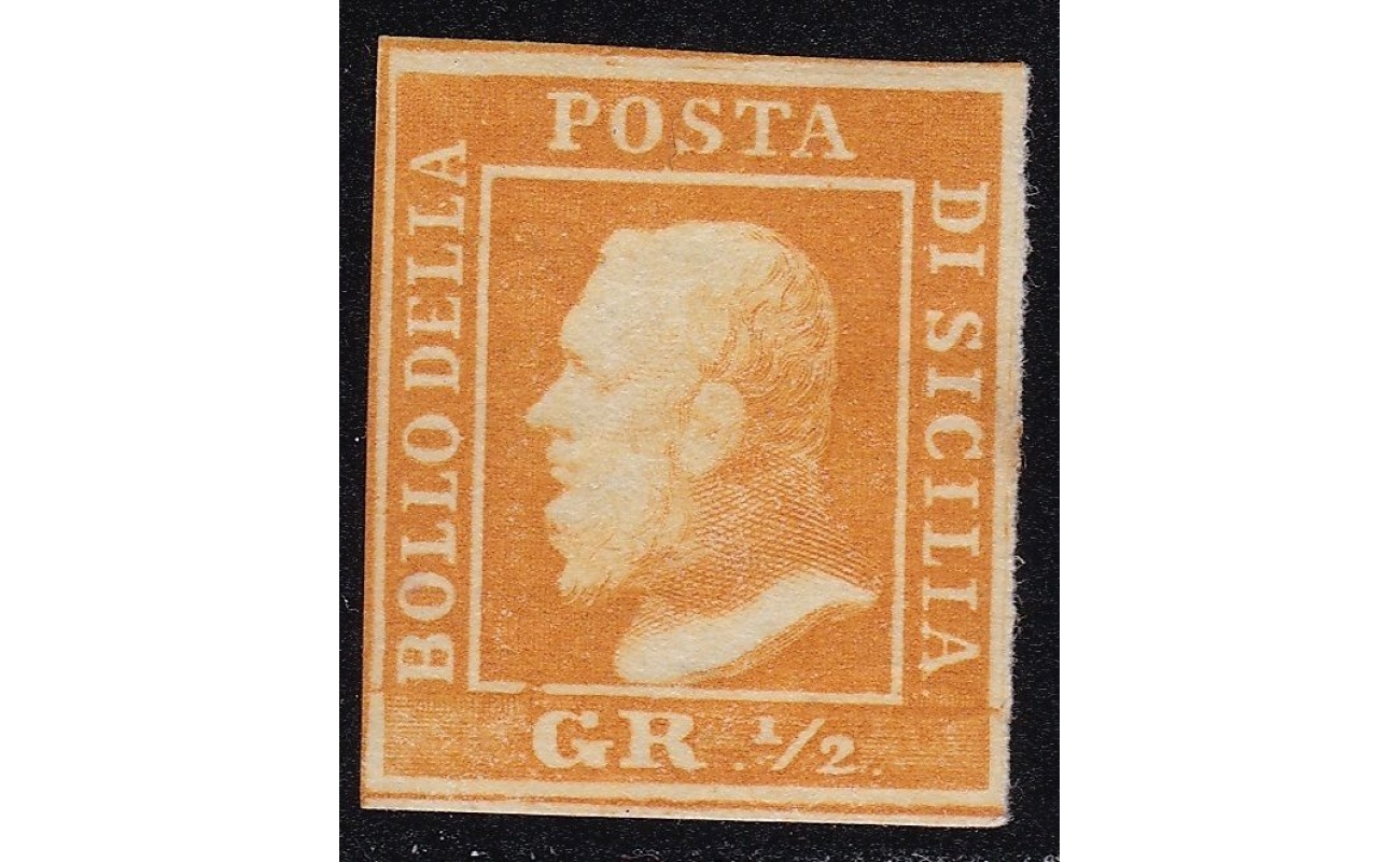 1859 SICILIA, n° 2b , 1/2 grana arancio vivo , GOMMA ORIGINALE/MLH*
