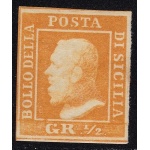 1859 SICILIA, n° 2b , 1/2 grana arancio vivo , GOMMA ORIGINALE/MLH*