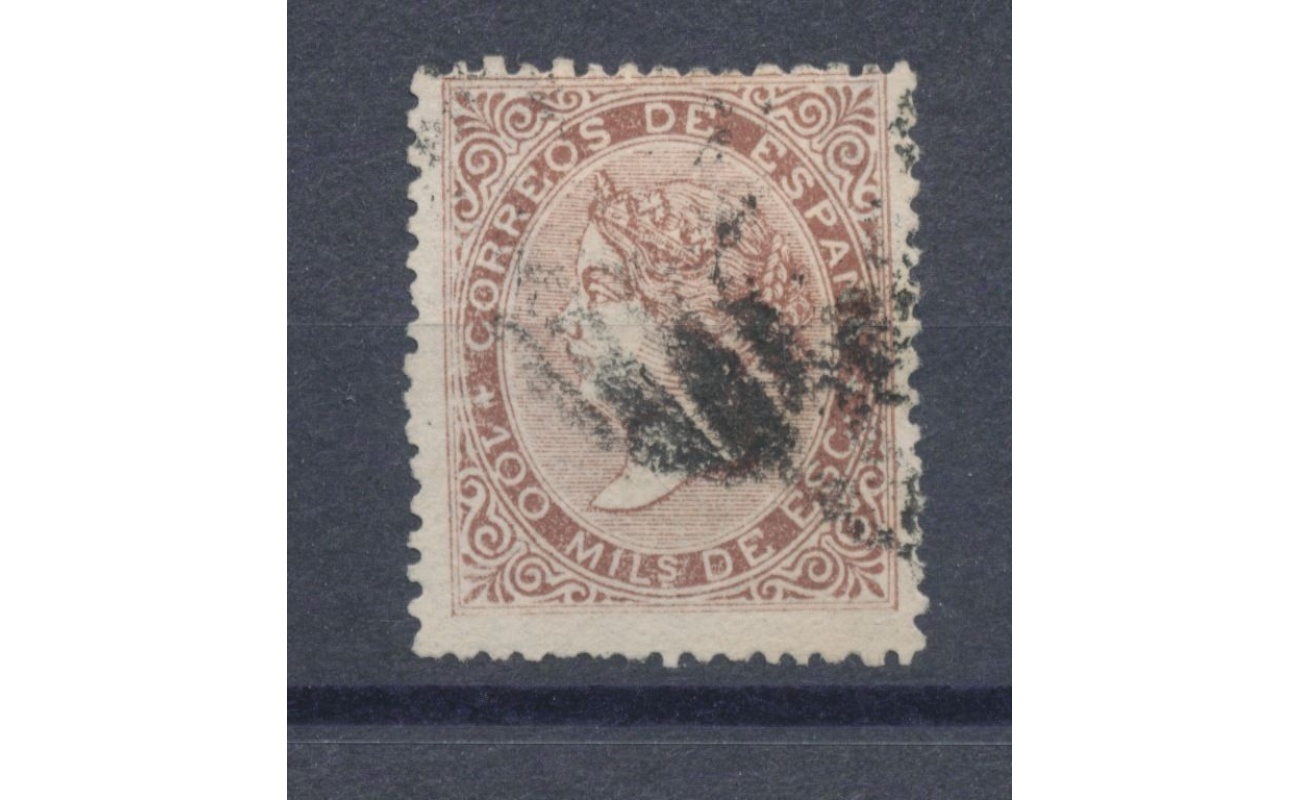 1868-69 SPAGNA - n. 99 100 mils USATO Effige Regina Isabella II