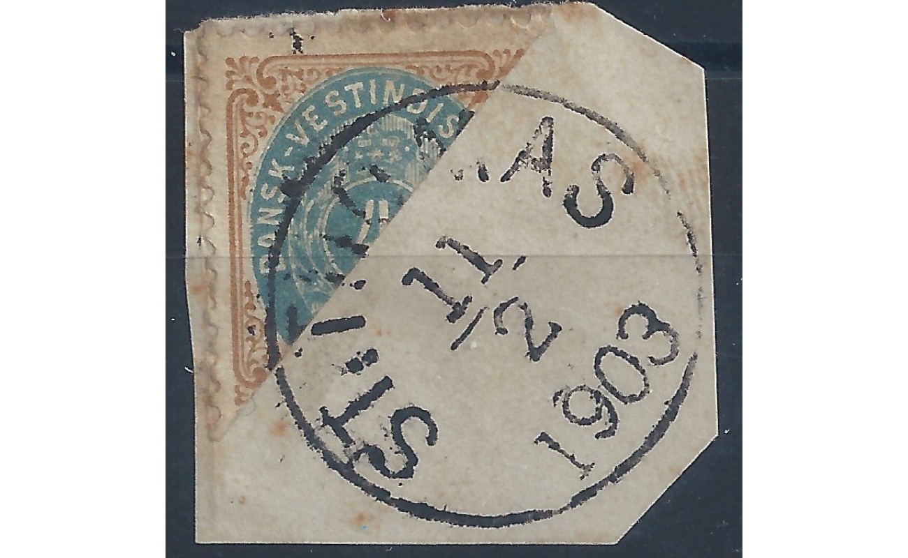 1873-79 ANTILLE DANESI, Yv. n° 7a USATO SU FRAMMENTO
