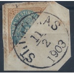 1873-79 ANTILLE DANESI, Yv. n° 7a USATO SU FRAMMENTO