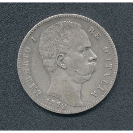 1879 Regno d'Italia , Umberto I ,  5 Lire Argento , condizione MB