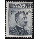 1908 Levante Costantinopoli, n°. 10  30pa. su 15c. grigio nero  MNH/**