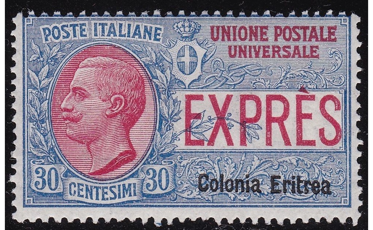 1909 Eritrea, Espresso n° 2 , 30c. azzurro e rosso ,  MNH**