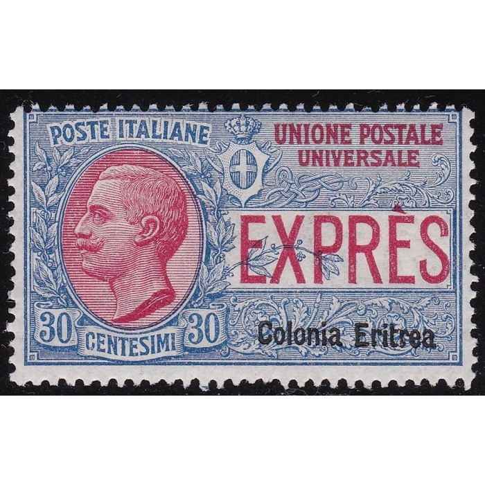 1909 Eritrea, Espresso n° 2 , 30c. azzurro e rosso ,  MNH**