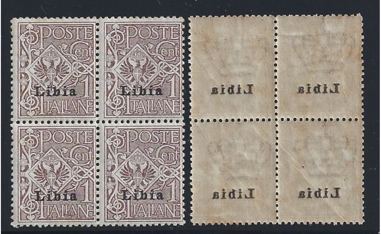 1915 LIBIA, n° 1v  1c. bruno quartina  MNH/** VARIETA'