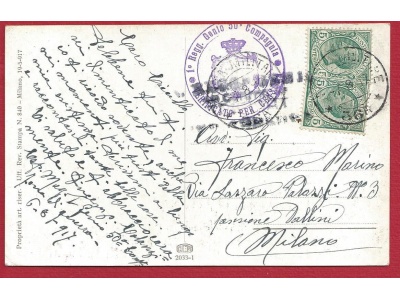 1917 BERTIGLIA Cartolina VIAGGIATA con annullo Censura Posta Militare