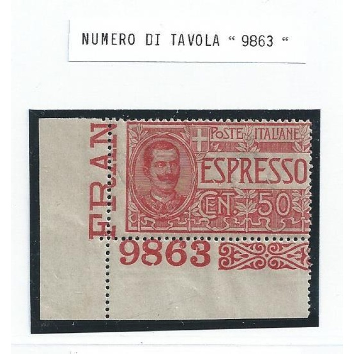 1920 Italia - Regno , Espresso n° 4 con NUMERO DI TAVOLA MNH/**