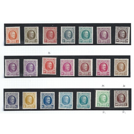 1922-27 Belgio - Re Alberto I - n. 190/210 - 21 valori  MH*