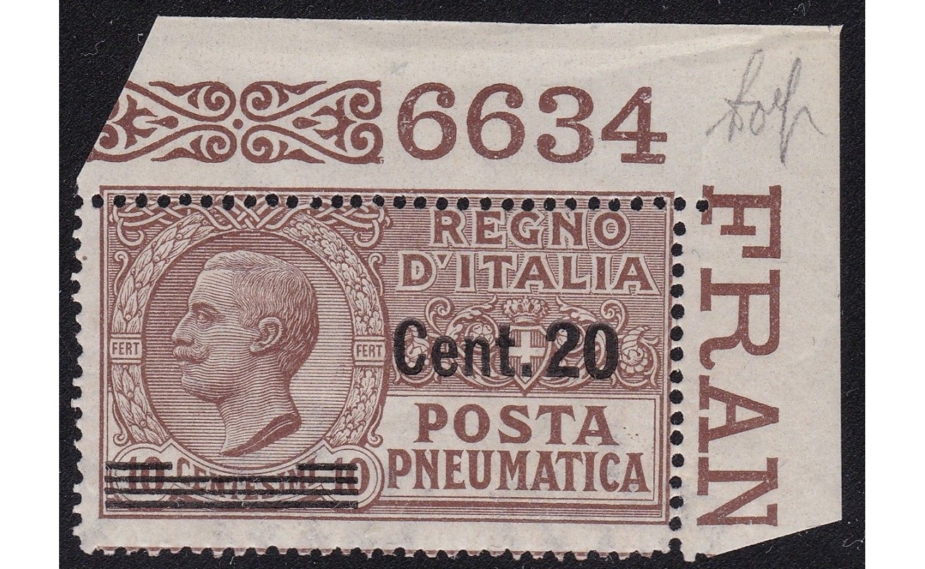 1924-25 Italia - Regno, Posta Pneumatica,  5  MNH** NUMERO DI TAVOLA 6634