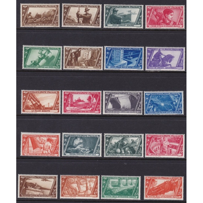 1932 REGNO D'ITALIA - n° 325/340 + PA 42/43 + Ex 17/18  "Decennale Marcia su Roma" 20 valori MNH/**