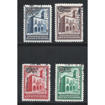 1934 SAN MARINO, n° 180/183 , Palazzetti soprastampati Mostra Filatelica , 4 valori USATI