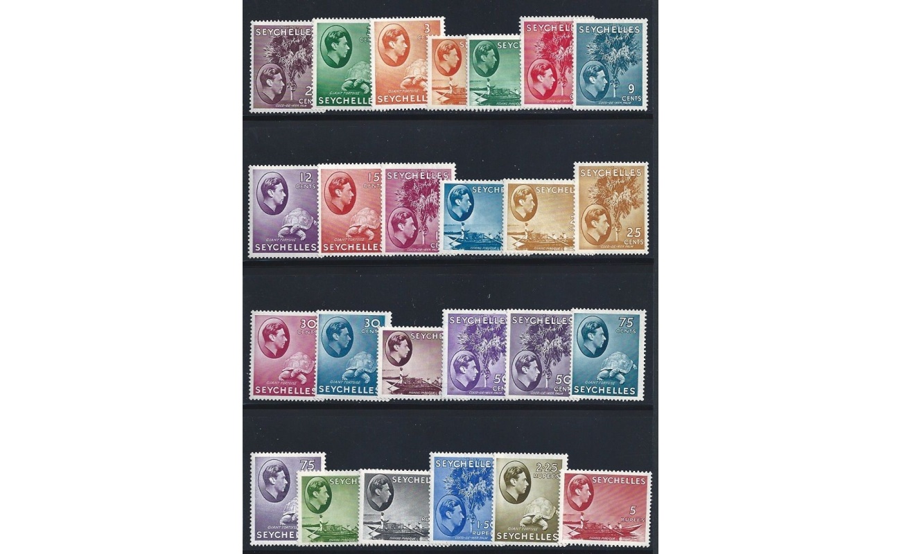 1938-49 Seychelles - SG n. 135-149 Giorgio VI - 25 valori MLH* LINGUELLATA