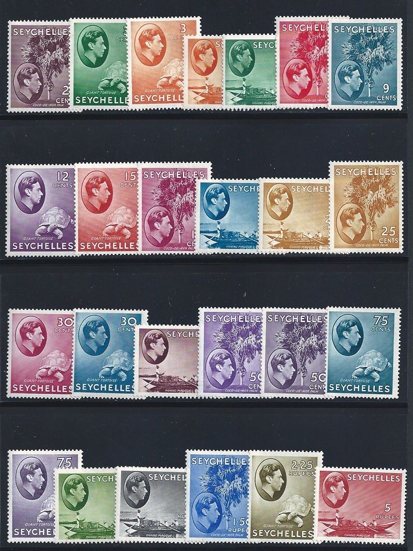 1938-49 Seychelles - SG n. 135-149 Giorgio VI - 25 valori MLH* LINGUELLATA