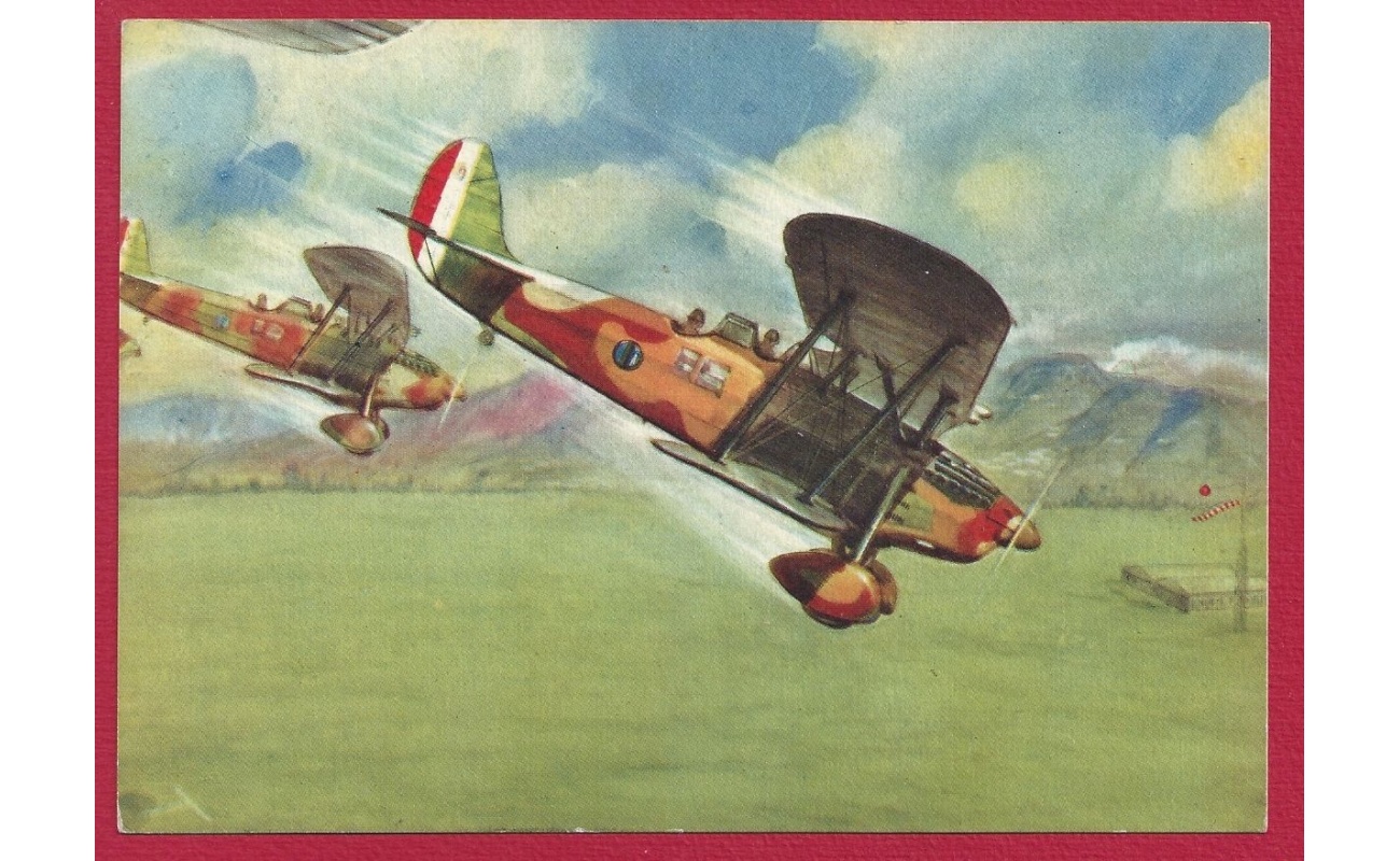 1941 Cartolina - Arma aeronautica n° 13, Due RO.37 in picchiata NUOVA