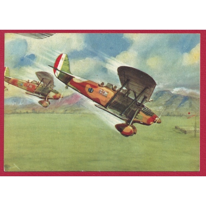 1941 Cartolina - Arma aeronautica n° 13, Due RO.37 in picchiata NUOVA