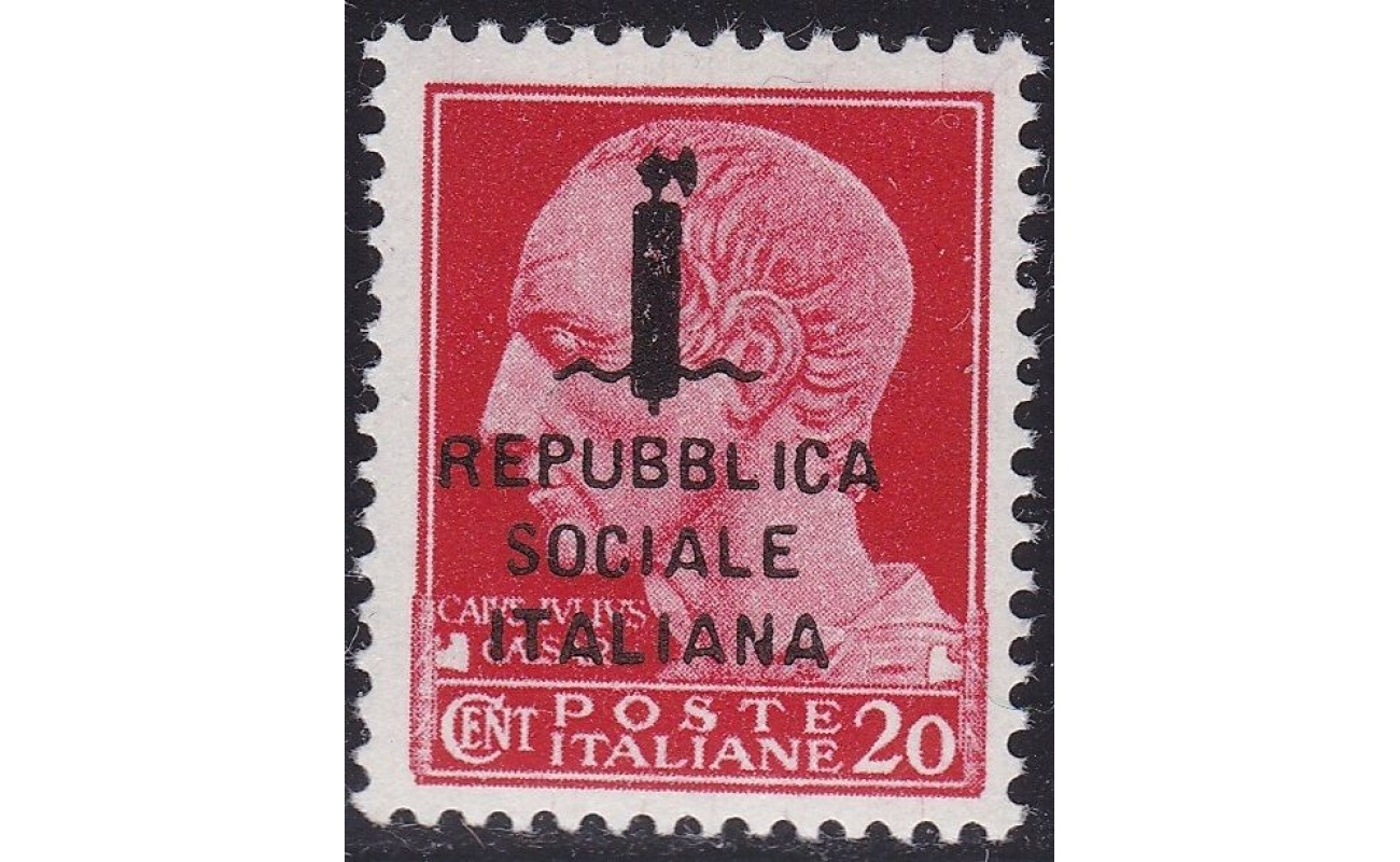 1944 RSI, n° 495/A 20c. carminio MNH/** Firmato A.Diena - Oliva - Chiavarello