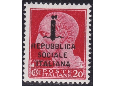 1944 RSI, n° 495/A 20c. carminio MNH/** Firmato A.Diena - Oliva - Chiavarello