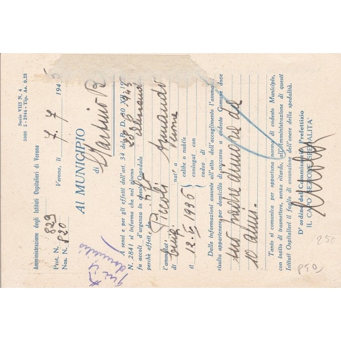 1944 RSI - n° 511 Lire 3 coppia+20 c. n° 504 su Stampato Raccomandato viaggiata