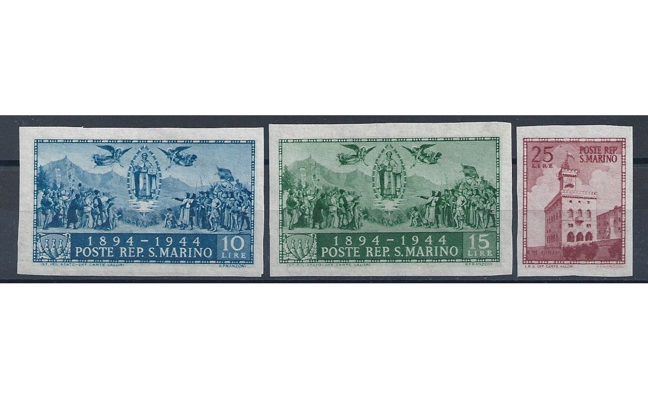 1945 San Marino - n. 278D/278F Palazzo del Governo ND 3 valori MLH/*