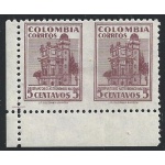 1946 COLOMBIA, YT 399  MNH/**  COPPIA NON DENTELLATA  VARIETA'