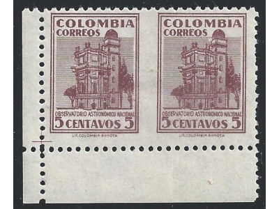 1946 COLOMBIA, YT 399  MNH/**  COPPIA NON DENTELLATA  VARIETA'