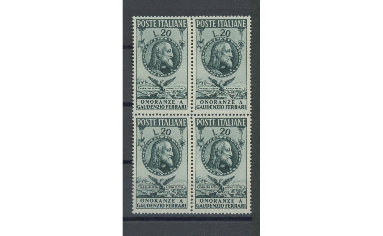 1950 REPUBBLICA francobolli n° 622 Gaudenzio Ferrari 1 val  MNH** QUARTINA