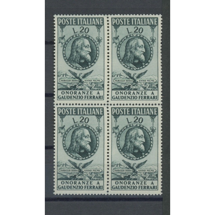 1950 REPUBBLICA francobolli n° 622 Gaudenzio Ferrari 1 val  MNH** QUARTINA