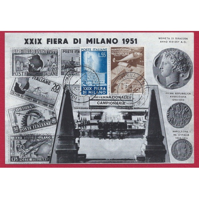 1951 29a Fiera di Milano n° 657/658 su cartolina Usata