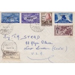 1951 TRIESTE A - n° 93+119/120+126+128 su Lettera per gli Stati Uniti VIAGGIATA