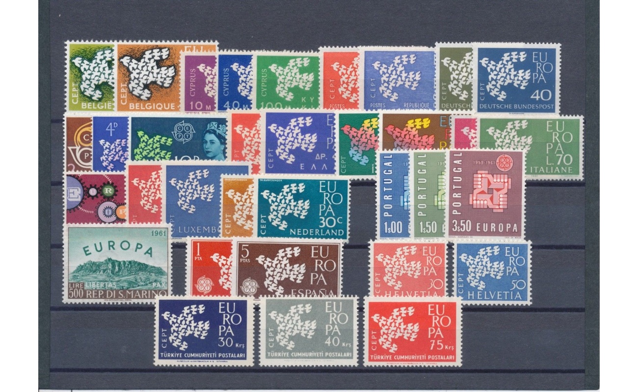 1961 EUROPA CEPT , annata completa , francobolli nuovi ,  16 paesi 34 valori , MNH**