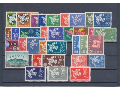 1961 EUROPA CEPT , annata completa , francobolli nuovi ,  16 paesi 34 valori , MNH**
