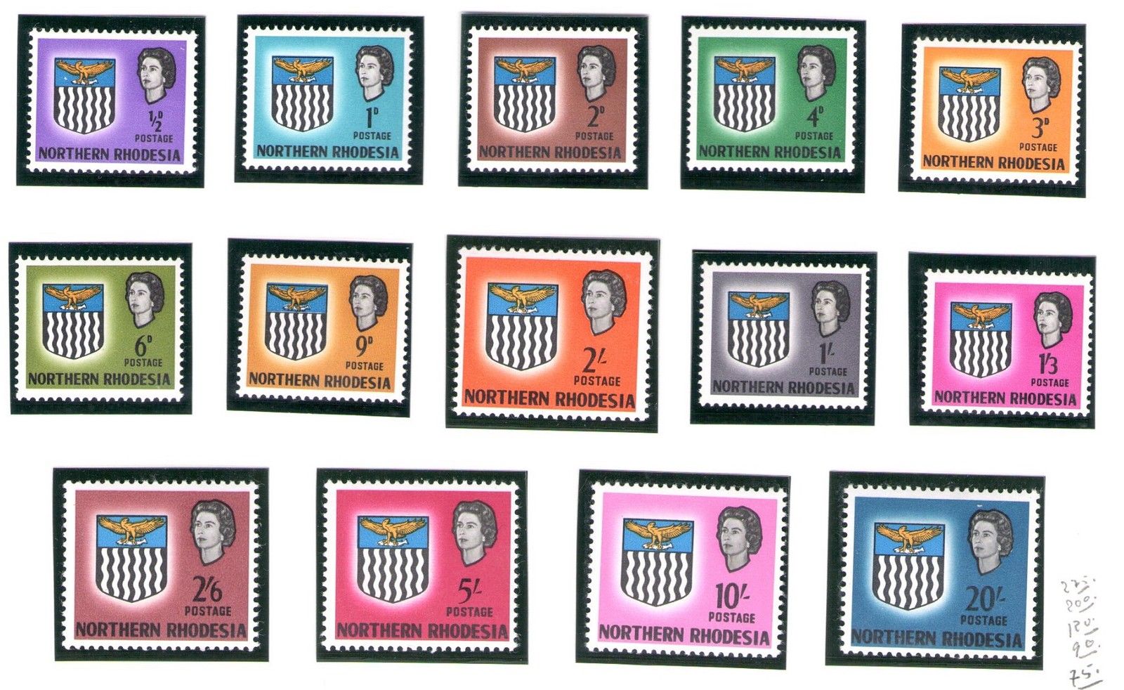 1963 NORTHERN RHODESIA Elizabeth II Set of 14 SG n° 75/88 MNH**