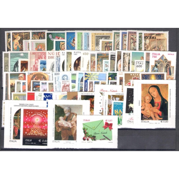 1970-2013 Italia - Repubblica , Tutti i francobolli di Natale comprensivi di album per contenerli, MNH**