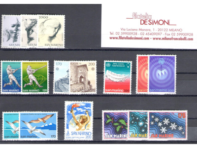 1978 San Marino, Annata Completa,  francobolli nuovi , 19 valori - MNH**