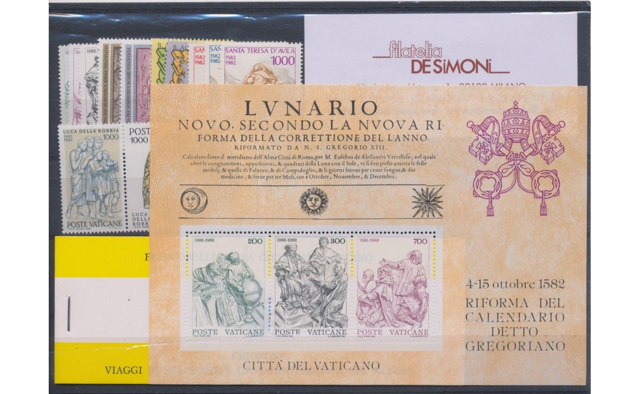 1982 Vaticano, Francobolli nuovi, Annata Completa , 13 valori + 1 Foglietto + 1 Libretto - MNH **