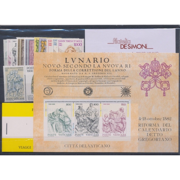 1982 Vaticano, Francobolli nuovi, Annata Completa , 13 valori + 1 Foglietto + 1 Libretto - MNH **