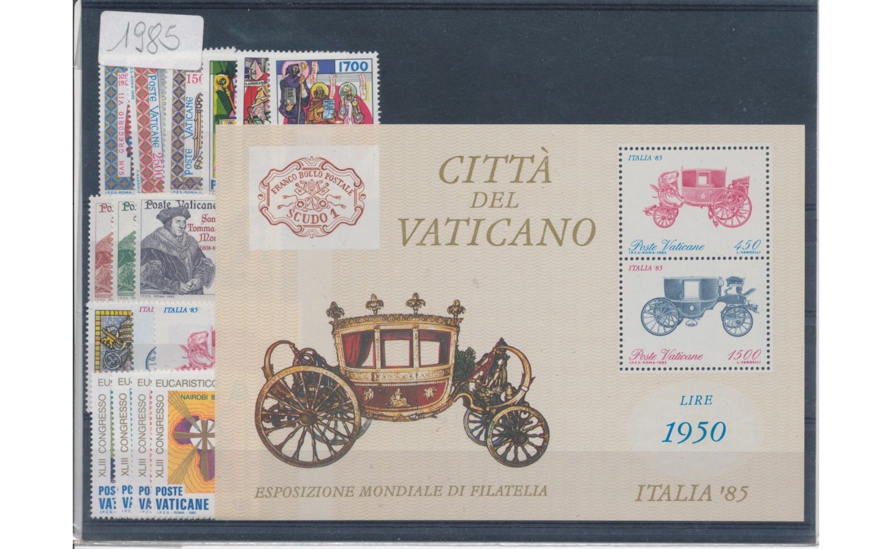 1985 Vaticano ,Francobolli nuovi, Annata completa  16 valori + 1 Foglietto + 1 Libretto - MNH**