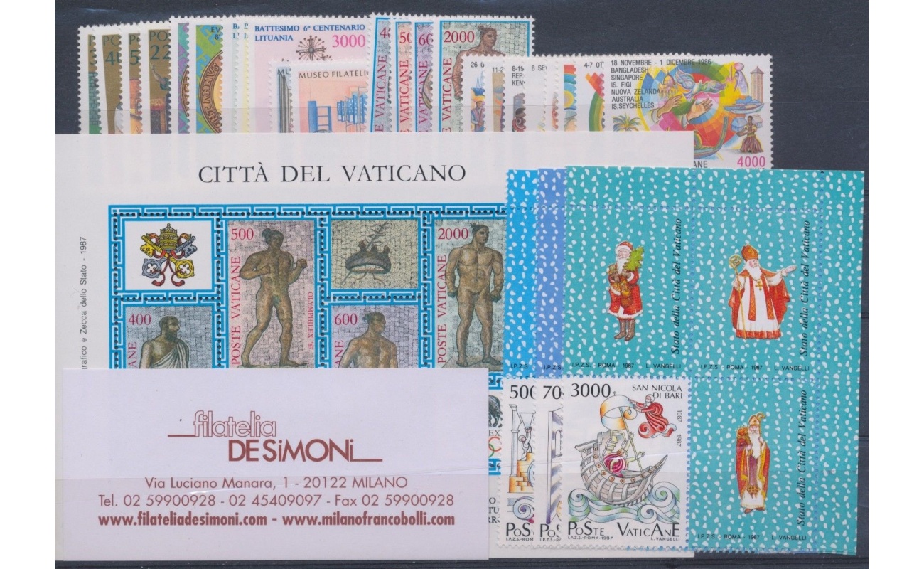 1987 Vaticano , Francobolli nuovi , Annata Completa 26 valori + 1 Foglietto - MNH **