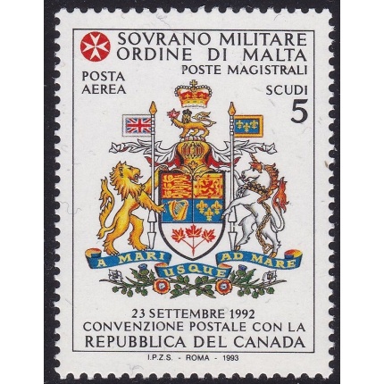 1993 SMOM - PA 47  Convenzione Postale con il Canada MNH/**