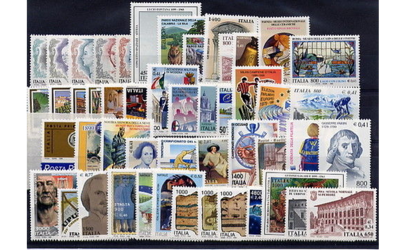 1999 Italia Repubblica, francobolli nuovi, Annata Completa 50 valori + 1 Foglietti + 2 Libretti - MNH**