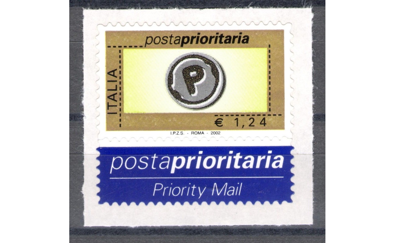 2002 Repubblica Posta Prioritaria 1,24 € verdino oro nero grigio n° 2636 MNH**