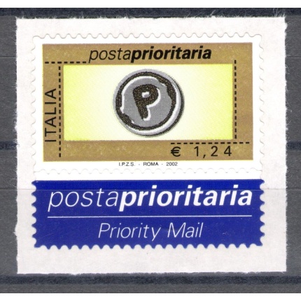 2002 Repubblica Posta Prioritaria 1,24 € verdino oro nero grigio n° 2636 MNH**
