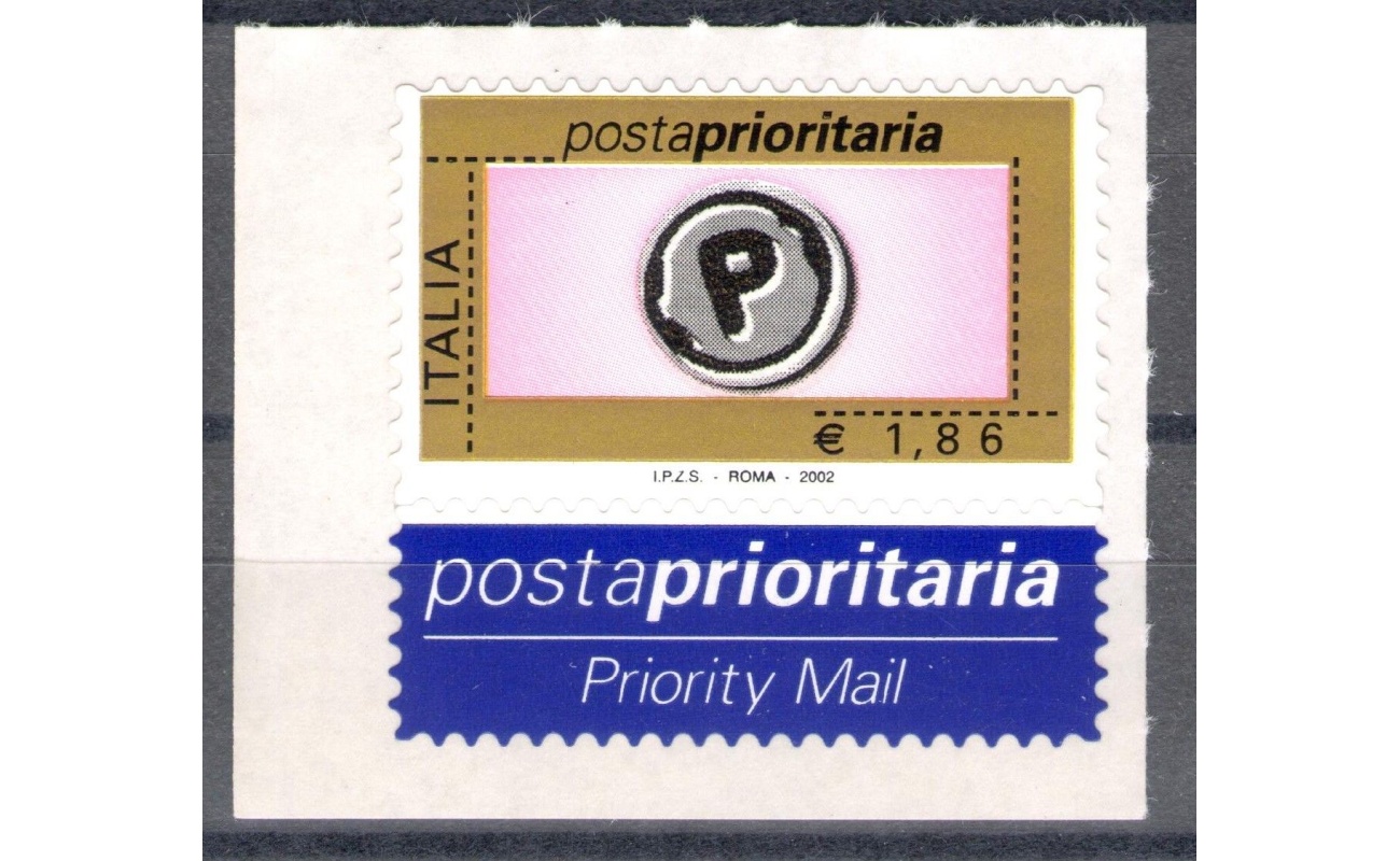 2002 Repubblica Posta Prioritaria 1,86 € rosa oro nero grigio n° 2637 MNH**