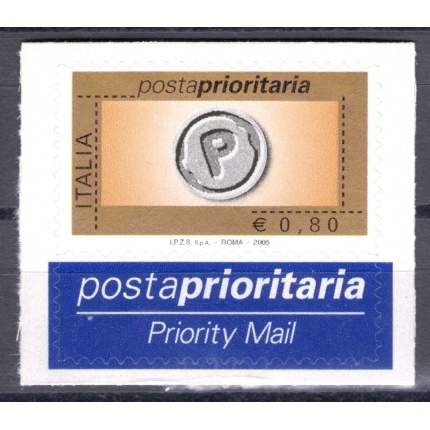 2005 Repubblica Posta Prioritaria 0,80 cent giallo oro nero grigi n° 2906 MNH**