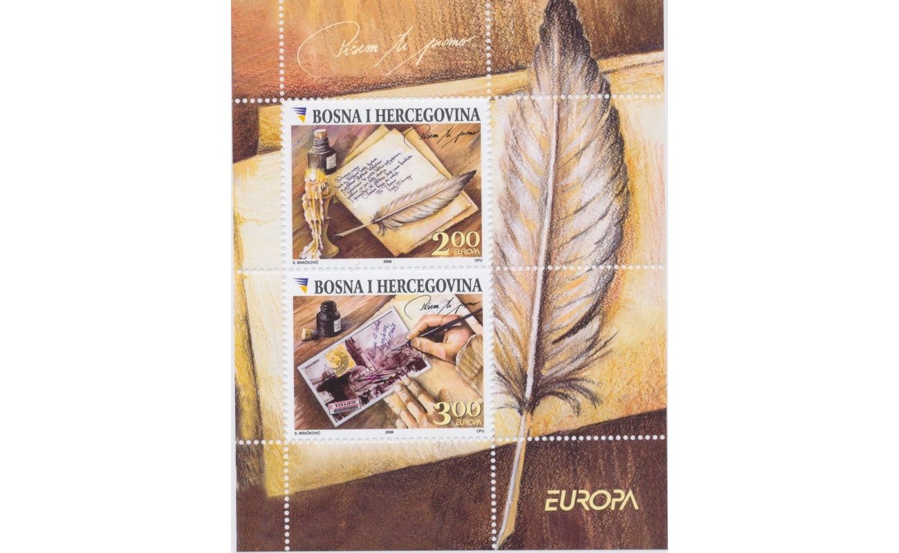 2008 EUROPA CEPT Bosnia Erzegovina Foglietto /Sheet "Lettere" MNH**