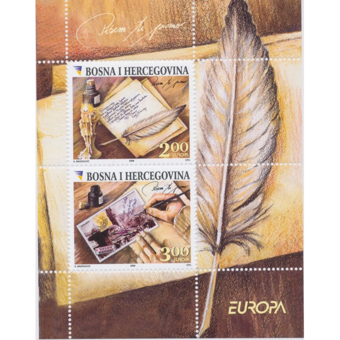 2008 EUROPA CEPT Bosnia Erzegovina Foglietto /Sheet "Lettere" MNH**