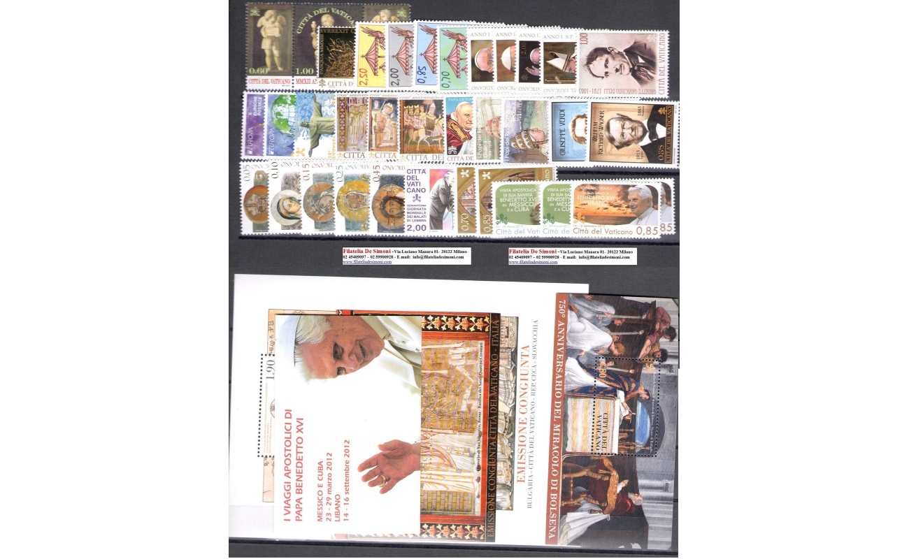 2013 Vaticano , francobolli nuovi , Annata Completa , 36 val + 3 BF + 1 Libretto